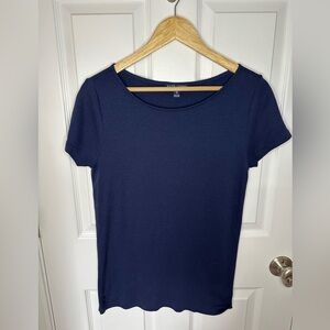 Ralph Lauren Womens Navy Blue Short Sleeve Crew Neck T Shirt XL Polo Pony Logo